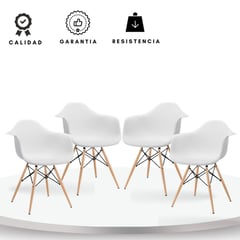 EKONOMODO COLOMBIA - Set x4 silla eames brazos Blanco