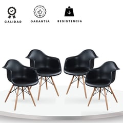 EKONOMODO COLOMBIA - Set x4 silla eames brazos Negro