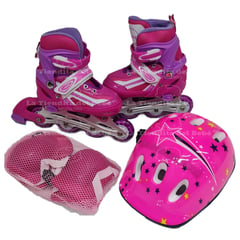 CHICAGO - Patines kit protección Niña Deporte luces 37-41 ROSADOS