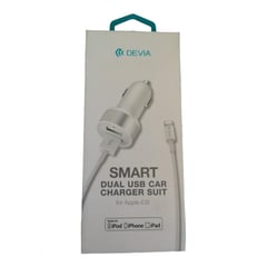 DEVIA - Cargador Para Carro De Lightning Con 2 Puerto Usb Blanco