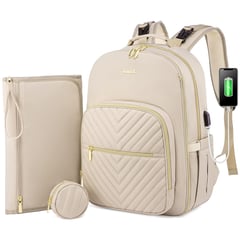 GENERICO - Pañalera Morral Multiusos Para Bebe Premium USB - Beis