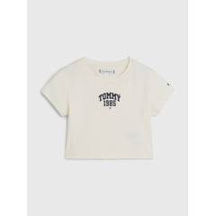 TOMMY HILFIGER - Camiseta Universitaria De Punto Elástico Niña Blanco