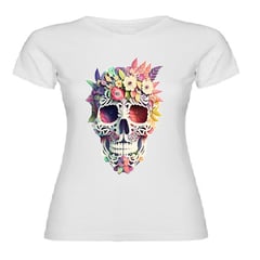 VANIDADES COLLECTIONS - Camiseta Catrina Flores Camiseta Para Mujer Catrina Flores