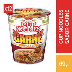 NISSIN - Sopa instantánea Cup Noodles Sabor Carne - 12 uds