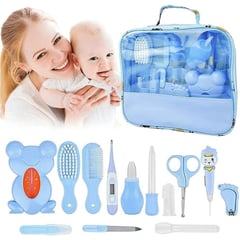 BABY ON - Kit Aseo Cuidado Bebe 13 en 1 Esencial Con Estuche Azul