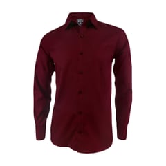 SON DOS - Camisa vino tinto sin bolsillo slim manga larga para hombre