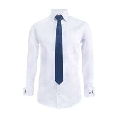 SON DOS - Camisa para corbata blanca iniciales puño mancornas manga larga hombre