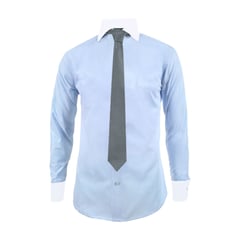 SON DOS - Camisa formal azul cuello y puños blancos manga larga hombre