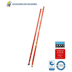 ESCALERAS DE COLOMBIA - Escalera Certificada Tipo Sencilla En Fibra De Vidrio 20 Pasos / 6.00Mts 136kg