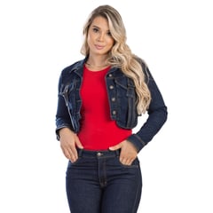 FARICHI STUDIO - Chaqueta Corta para Mujer tipo Cargo Azul OscuroTela Stretch