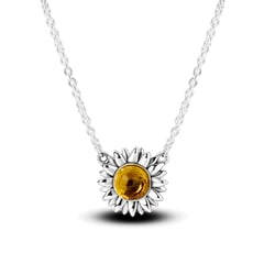 ALHAJAS - Collar Cadena Para Mujer Flor Girasol En Plata 925