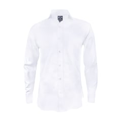 SON DOS - Camisa en lino blanco ocasión casual manga larga slim hombre