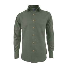 SON DOS - Camisa en lino verde hoja ocasión casual manga larga hombre