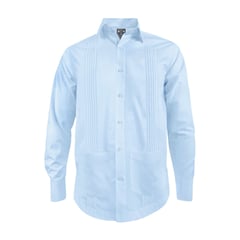 SON DOS - Camisa guayabera alforzas azul claro 2 bolsillos manga larga hombre