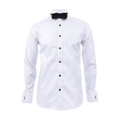 SON DOS - Camisa smoking blanca botón negro puño mancornas manga larga