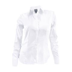 SON DOS - Camisa blusa blanca botonadura escondida en algodón manga larga mujer