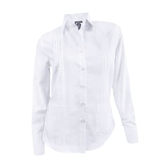 SON DOS - Camisa guayabera con alforzas blanca manga larga para mujer