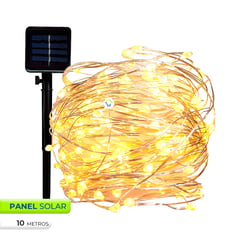 COMPRALOENCASA COM - Luz Micro Led Alambre Panel Solar 100 LEDS 10 M Impermeables AS100N