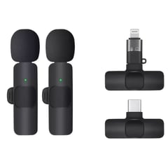 GEEMARC - Micrófonos Inalámbricos Solapa 2 En 1 Para iPhone O Tipo C Color Negro