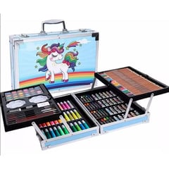 ART CO - Set De Arte De Lujo 145 Piezas Caja De Aluminio Para Niños