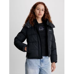 CALVIN KLEIN - Chaqueta De Plumas Y Poliéster Reciclado Con Gorro Mujer Negro