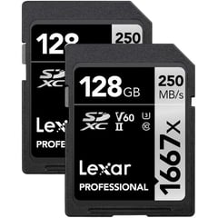 LEXAR - Memoria SDXC UHS-II V60 128Gb 250Mbps 1667x Paquete de 2
