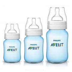 AVENT - Set Tetero Anticólico Azul Triple Pack