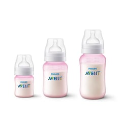 AVENT - Set Tetero Anticólico Rosa Triple Pack