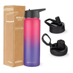 BUFFER FLASK - Termo Botella Agua Termica Inox 700 + 2 Tapas - Fucsia