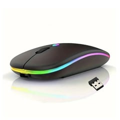 GENERICO - Mouse Gamer Inalámbrico Wifi Bluetooth Iluminacion RGB - Negro