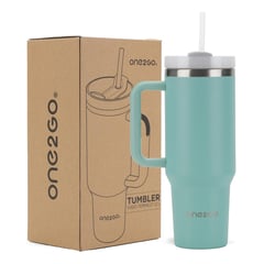 BUFFER FLASK - Vaso Termo Termico Manija Y Pitillo 1.2L Acero Inox - Verde claro