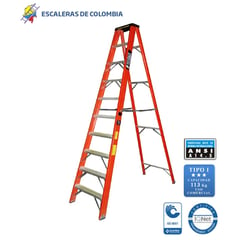 ESCALERAS DE COLOMBIA - Escalera Certificada Tipo Tijera En Fibra De Vidrio De 10 Pasos / 3.00 Metros 114 kg