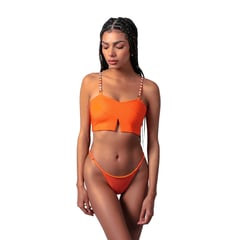 NAIONA - Bikini set Ona Naranja con tirantas tejidas