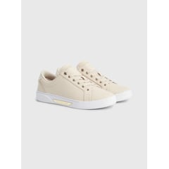 TOMMY HILFIGER - Tenis Cuero Con Suela Cupsole Mujer Beige