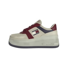 TOMMY HILFIGER - Tenis Retro Basket De Cuero Mujer Beige