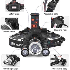 GENERICO - Linterna Led De Cabeza Recargable Tipo Minera 6000 Lumen