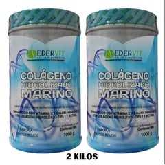 EDERVIT - 2 kilos de Colágeno hidrolizado marino 1000g -