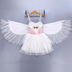 GENERICO - Vestido Infantil Cisne Blanco Delicado Con Alas Removibles