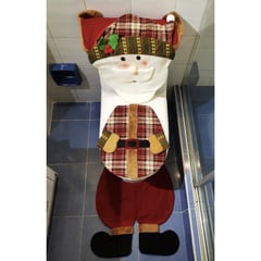 VOYPRE - Juego De Baño Diseño Navideño Papá Noel Escocés Vinotinto