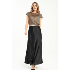 RAGGED - Falda satin omegan Negro