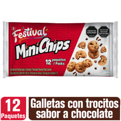 FESTIVAL - Galleta  Minichips Chocolate Bolsa x 12 unidades