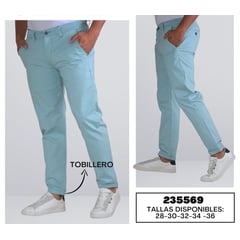 GENERICO - Pantalon Hombre Dril Licrado Tobillero Al Tobillo rosa azul beige