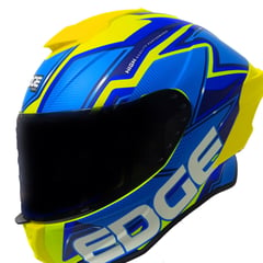 EDGE HELMETS - Casco Edge Integral Shanghai Quartz AmarilloAzul Brillante M