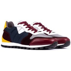 AMBITIOUS - Tenis Para Hombre en Cuero  DE-9335am Azul/Bordeos