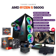 AMD - Pc Gamer Ryzen 5 5600G /16Gb Ram/ M.2 512GB /Board A520M-K MONITOR 24"