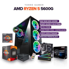 AMD - TORRE GAMER RYZEN 5 5600G/ 16GB RAM /512GB M.2 SSD/ BOARD A520M-K ASUS PRIME
