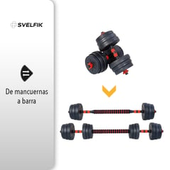 SVELFIK - Kit De Juego Pesas Mancuernas Convertible A Barra 20 Kg