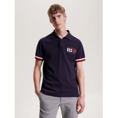 TOMMY HILFIGER - Polo Ribeteado De Corte Slim Con Logo Hombre Azul