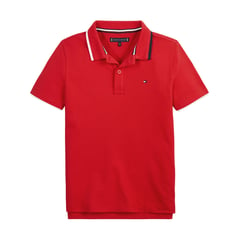 TOMMY HILFIGER - Polo De Corte Regular Con Cuello Ribeteado Niño Rojo