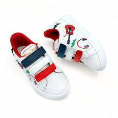 GENERICO - Zapatos Niños Camilo Blanco Azul y Rojo - Beige